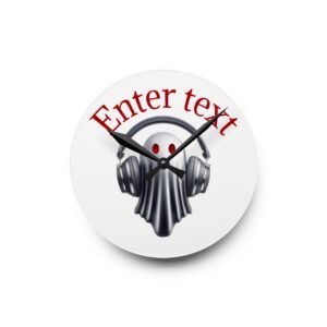 Ghost DJ Acrylic Wall Clock — Customizable "Enter text" Music Home Decor