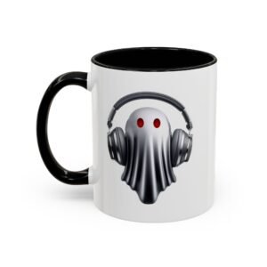 Coffee Mug - Customizable Headphones Design with Vertical "Enter text" Accent