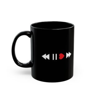 Custom Accent Coffee Mug – Personalized 'Text Here' Music Heart Design (11/15oz)