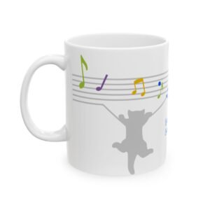 Personalized Music Notes Ceramic Mug — Customizable "Your Text Here" Coffee Cup